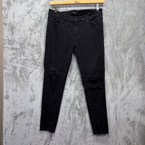 Dear John Black Distressed Skinny Jeans Raw Hem Size 30 American Classic